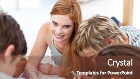  Presentation with drugs teenagers - Theme featuring student housing - happy teenagers doing homework background and a tawny brown colored foreground