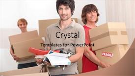  Presentation with boxes - Amazing presentation theme having student housing - house mates carrying boxes backdrop and a coral colored foreground
