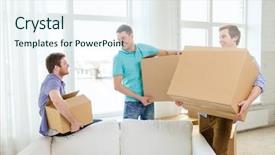  Presentation with student housing - Presentation theme consisting of student housing - moving real estate and friendship background and a sky blue colored foreground