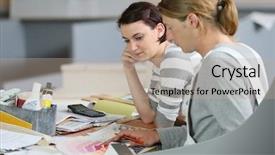  Presentation with apprentice - PPT theme with student housing - painter with apprentice showing colour background and a  colored foreground