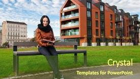  Presentation with student housing - Amazing presentation design having student housing - stylish lady in a european backdrop and a tawny brown colored foreground