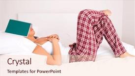  Presentation with girl teens - Beautiful presentation theme featuring student housing - teenage girl tired of reading backdrop and a lemonade colored foreground