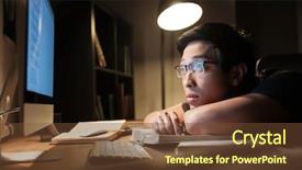  Presentation with nighttime - Presentation theme enhanced with student housing - tired bored young man background and a tawny brown colored foreground