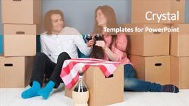  Presentation with veterans forces moving house american - Slide set consisting of student housing - young couple moving background and a  colored foreground