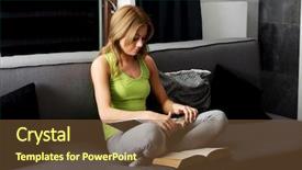  Presentation with reading - Colorful slides enhanced with student housing - young woman reading a book backdrop and a tawny brown colored foreground