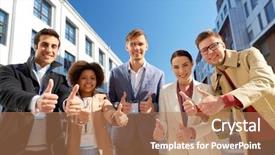  Presentation with business success - Colorful slide deck enhanced with student id card - business corporate and success concept backdrop and a coral colored foreground