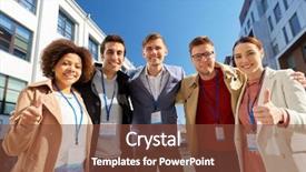  Presentation with business success - Colorful slide deck enhanced with student id card - business corporate and success concept backdrop and a tawny brown colored foreground