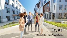  Presentation with international student - PPT theme enhanced with student id card - business education and corporate concept background and a soft green colored foreground