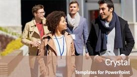  Presentation with international student - Slide deck enhanced with student id card - business education and corporate concept background and a coral colored foreground