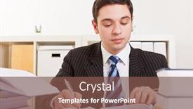  Presentation with many books - PPT layouts with student-in-a-suit-learns background and a tawny brown colored foreground