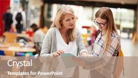  Presentation with college campus - Colorful slide deck enhanced with student in communal area backdrop and a  colored foreground