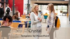  Presentation with college campus - Slide deck featuring student in communal area background and a mint green colored foreground