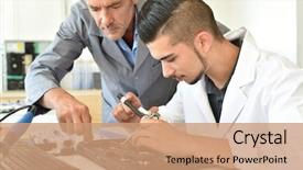  Presentation with electrical engineering - Theme featuring student in electrical engineering course background and a coral colored foreground