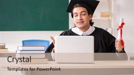  Presentation with green - Slide deck enhanced with student in front of green background and a mint green colored foreground