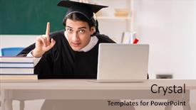  Presentation with green - Cool new slide deck with student in front of green backdrop and a coral colored foreground