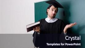  Presentation with green - Cool new slides with student in front of green backdrop and a wine colored foreground