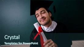  Presentation with greek column front - Theme having student in front of green background and a tawny brown colored foreground