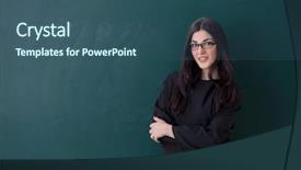  Presentation with green - Audience pleasing presentation theme consisting of student in front of green backdrop and a ocean colored foreground