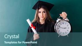  Presentation with green - Amazing slide set having student in front of green backdrop and a ocean colored foreground