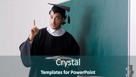  Presentation with greek column front - Cool new PPT layouts with student in front of green backdrop and a ocean colored foreground