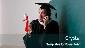  Presentation with green - Amazing PPT theme having student in front of green backdrop and a ocean colored foreground