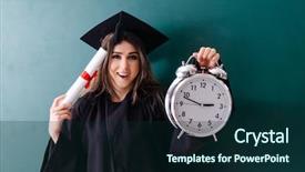  Presentation with green - Cool new PPT theme with student in front of green backdrop and a navy blue colored foreground