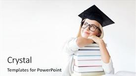  Presentation with graduation - Presentation design featuring student in graduation cap background and a white colored foreground