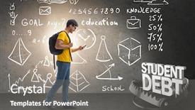  Presentation with loan - Theme having student in loan and debt background and a  colored foreground