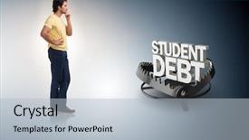  Presentation with loan - Slide deck having student in loan and debt background and a  colored foreground