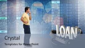  Presentation with loan - Audience pleasing PPT theme consisting of student in loan and debt backdrop and a  colored foreground