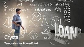  Presentation with loan - Amazing presentation design having student in loan and debt backdrop and a gray colored foreground