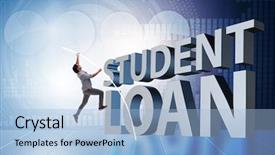  Presentation with loan - Amazing presentation design having student in loan and debt backdrop and a light blue colored foreground