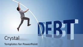  Presentation with loan - Beautiful slide deck featuring student in loan and debt backdrop and a light blue colored foreground