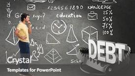  Presentation with loan - Colorful presentation theme enhanced with student in loan and debt backdrop and a gray colored foreground