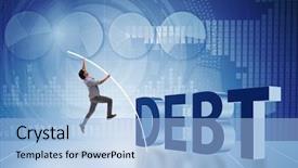  Presentation with loan - Beautiful presentation theme featuring student in loan and debt backdrop and a light blue colored foreground