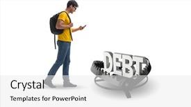  Presentation with loan - PPT theme consisting of student in loan and debt background and a white colored foreground