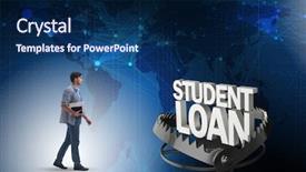  Presentation with loan - Amazing presentation design having student in loan and debt backdrop and a navy blue colored foreground