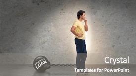  Presentation with loan - Colorful presentation design enhanced with student in loan and expensive backdrop and a gray colored foreground