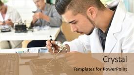  Presentation with computer processing - Amazing slide set having student in technology fixing computer backdrop and a coral colored foreground