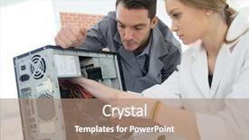  Presentation with teacher and student - Colorful slide set enhanced with service training - teacher with student in technology backdrop and a coral colored foreground