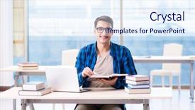  Presentation with distance learning - Presentation theme having student in telelearning distance learning background and a sky blue colored foreground