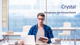  Presentation with distance learning - Slides having student in telelearning distance learning background and a sky blue colored foreground