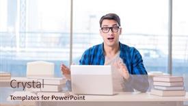  Presentation with distance learning - Theme enhanced with student-in-telelearning-distance-learning background and a soft green colored foreground