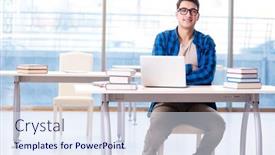  Presentation with distance learning - Amazing slides having student-in-telelearning-distance-learning backdrop and a sky blue colored foreground