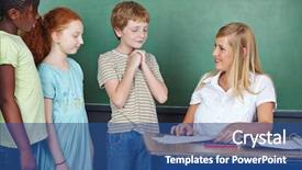  Presentation with school elementary - Amazing PPT layouts having student is happy about good backdrop and a ocean colored foreground