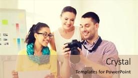  Presentation with office inauguration launch start up - Presentation theme enhanced with student journal - business education office and startup background and a coral colored foreground