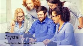  Presentation with office - Presentation having student journal - business office and startup concept background and a light blue colored foreground