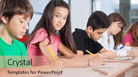  Presentation with teenage girl - Presentation design featuring student journal - portrait of teenage girl sitting background and a  colored foreground