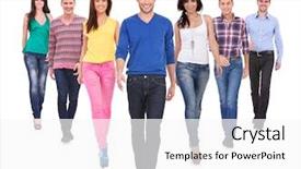  Presentation with casual young people - Presentation theme enhanced with student leadership - large group of friends young background and a white colored foreground