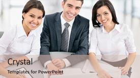  Presentation with young business people - Audience pleasing PPT layouts consisting of student leadership - young business people working backdrop and a  colored foreground